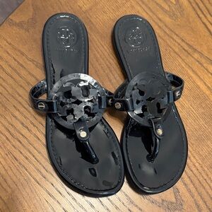 Tory Burch Glossy Black Miller Sandals